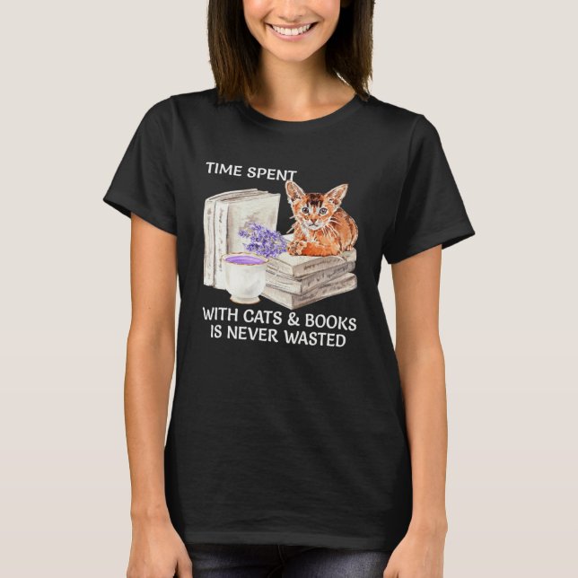Camiseta Spend Time With Books And Orange Cat Nerd Kitten B (Frente)