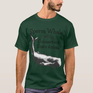 Camiseta Sperm Whale Connecticut State Animal Line Drawing 