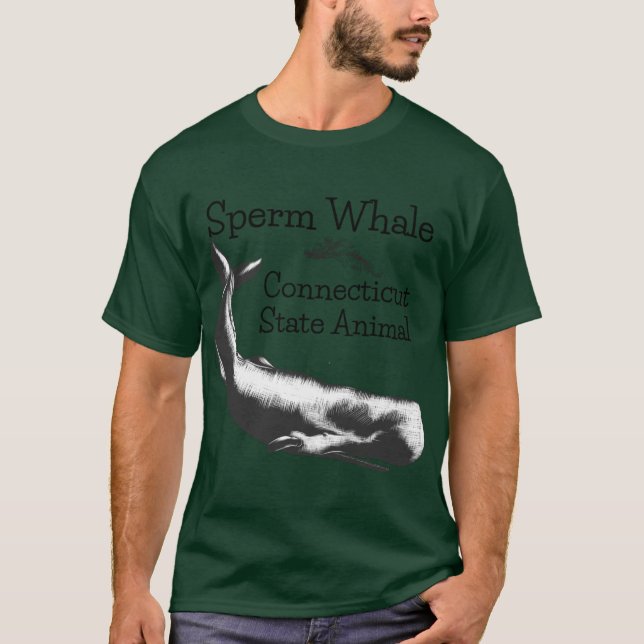 Camiseta Sperm Whale Connecticut State Animal Line Drawing  (Frente)