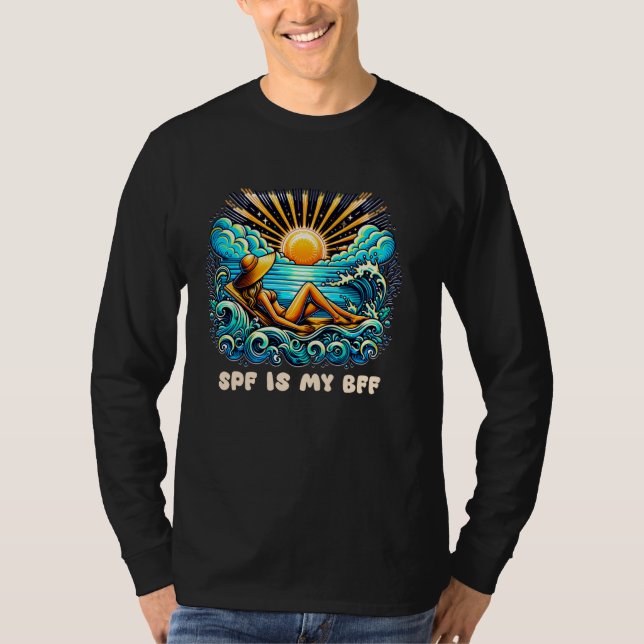 Camiseta SPF é o meu protetor solar BFF, curtimenta, sol de (Frente)