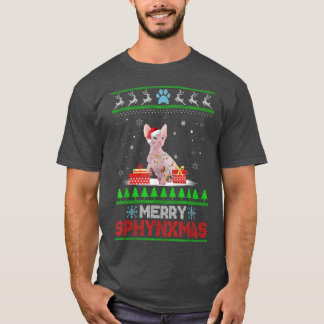 Camiseta Sphyn Cat Lover Christmas Ugly Xmas Sweater