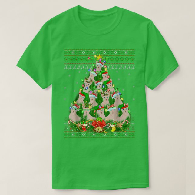 Camiseta Sphyn Cat Lover Xmas Luzes Feias De Gato Frio (Frente do Design)