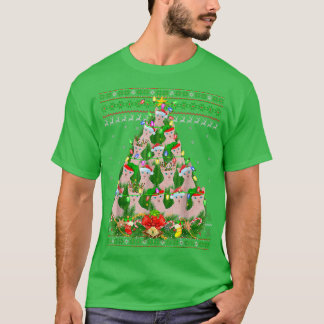Camiseta Sphyn Cat Lover Xmas Luzes Feias De Gato Frio