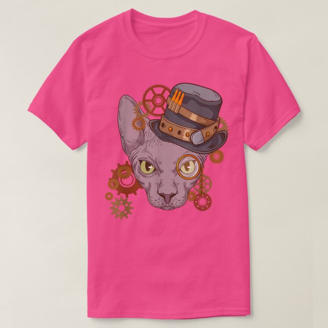 Camiseta Sphyn Cat Steampunk Lover Cat Proprietário de Cat  (Frente do Design)