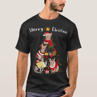 Camiseta Sphynx Cat Árvore de Natal Xmas Cat Lover