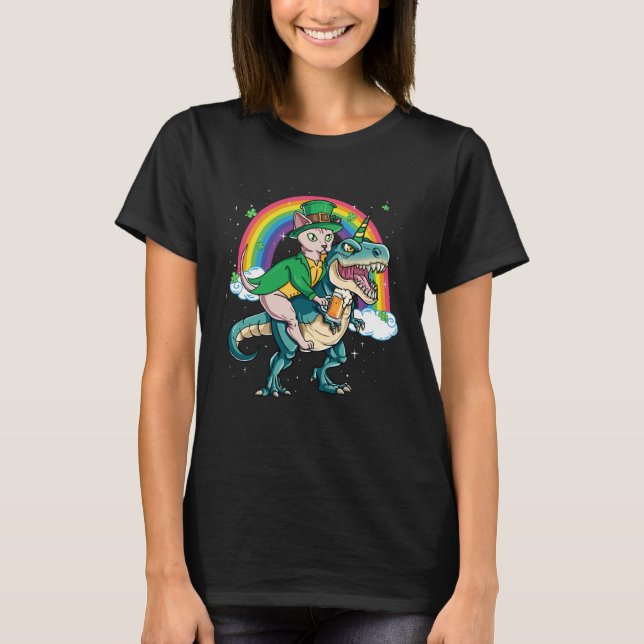 Camiseta Sphynx Cat Beer Dino Rex Horn Rainbow (Frente)