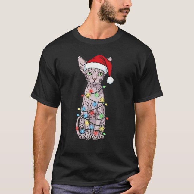 Camiseta Sphynx Cat Christmas Santa Lover (Frente)
