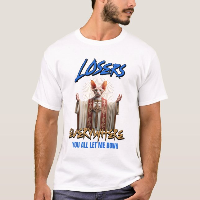 Camiseta Sphynx Cat Jesus Desilude Todos Vocês Homens (Frente)