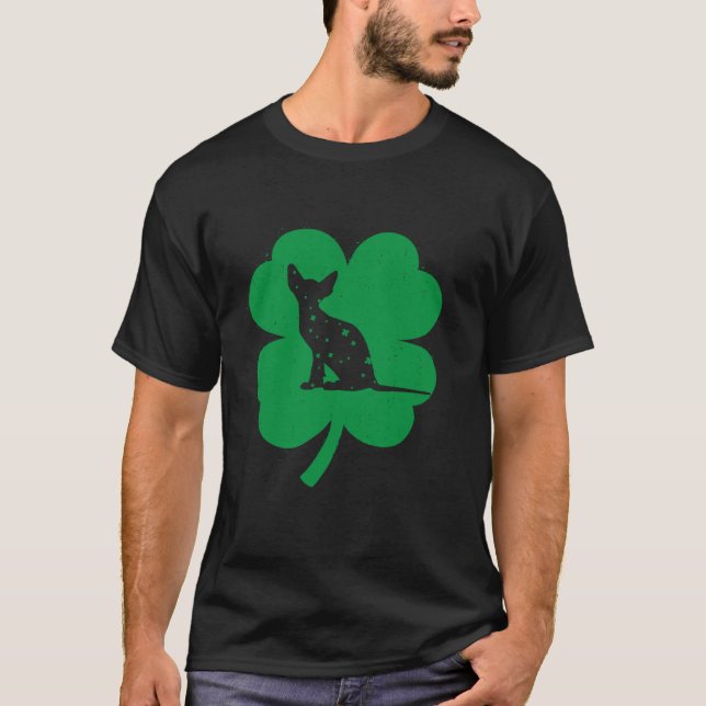 Camiseta Sphynx Cat Lover Irish Shamrock Leaf Rua Patrick (Frente)