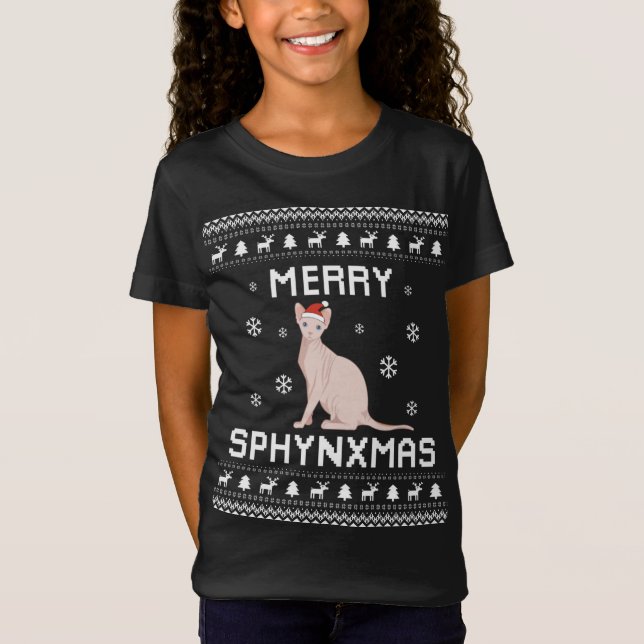 Camiseta Sphynx Cat Lover Natal Feio Xmas Sweater Sphyt (Frente)