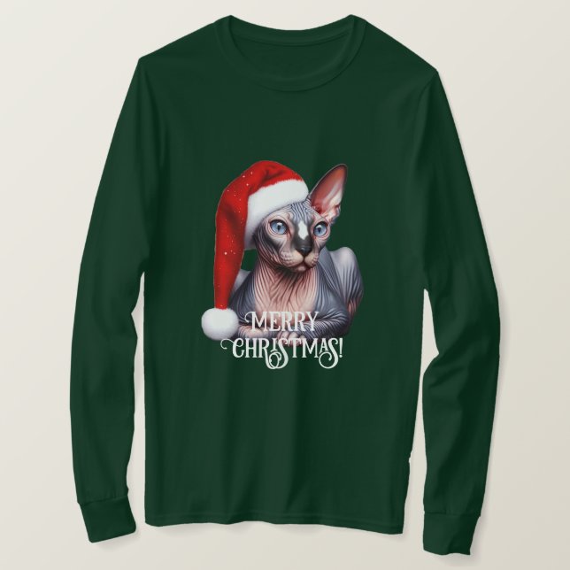 Camiseta Sphynx Cat Natal (Frente do Design)