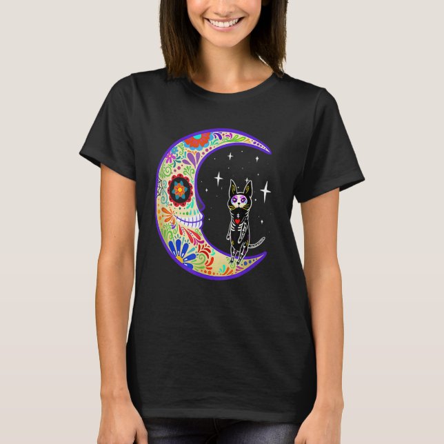 Camiseta Sphynx Dia de Los Muertos Skeleton Sugar Skull (Frente)