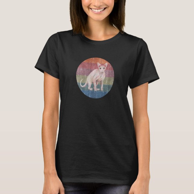 Camiseta Sphynx Hairless Cat Watercolor Em Sunrise (Frente)