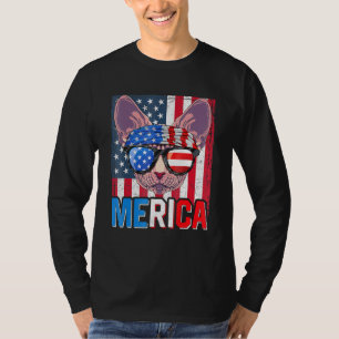 Camiseta Sphynx Merica 4 De Julho Cat American Meowica Hai