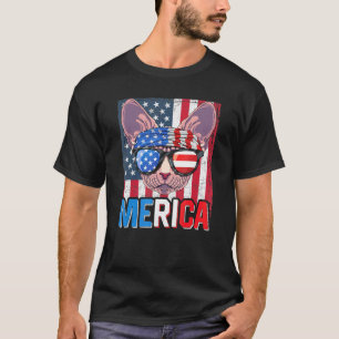 Camiseta Sphynx Merica 4 De Julho Cat American Meowica Hai