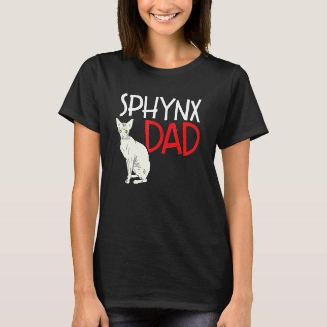 Camiseta Sphynx Pai Felino Gato Sem Cabelo Pai Gatinho Pai (Frente)