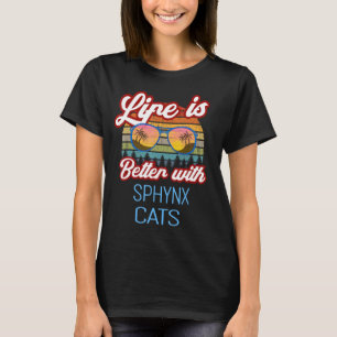 Camiseta Sphynx Retro Sunset Life É Melhor Com Sphynx Cat