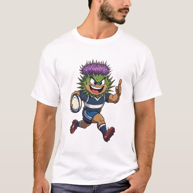 Camiseta Spiky Sprint Scottish Thistle Rugby Mascot (Frente)