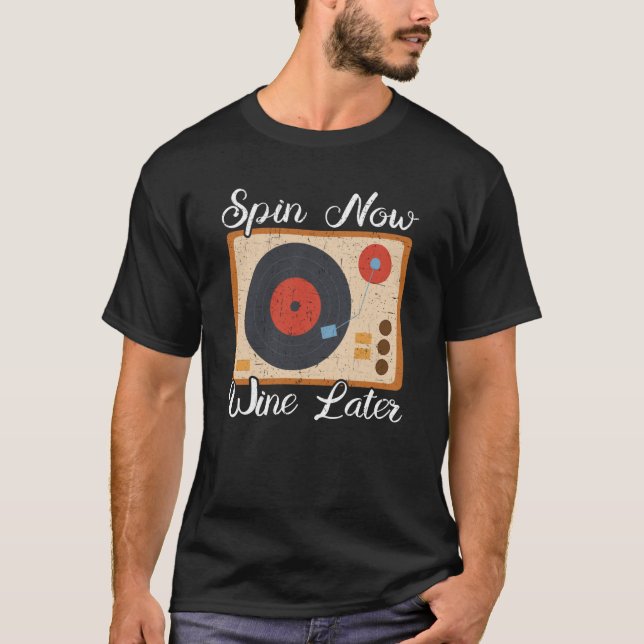 Camiseta Spin Now Wine Posterior Vinyl Record Record Col (Frente)