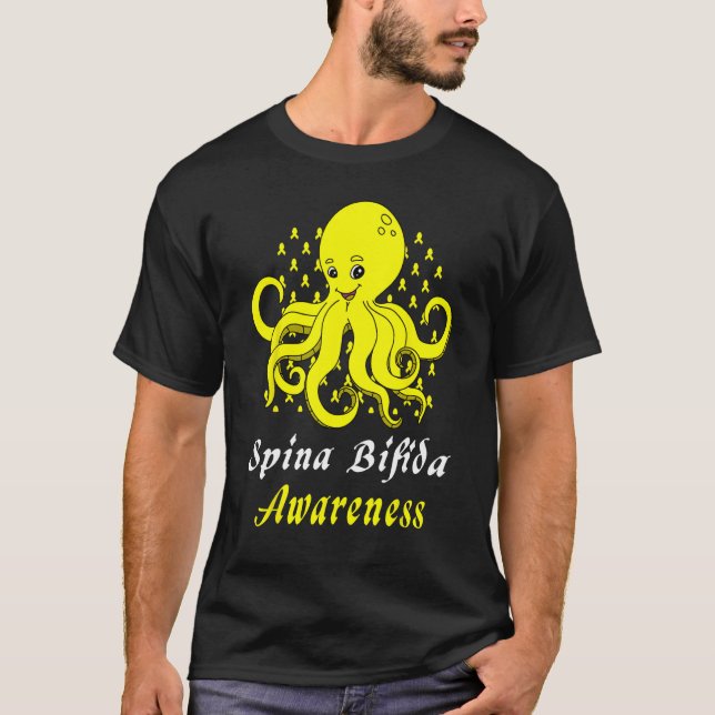 Camiseta Spina Bifida Awareness  Octopus Yellow Support (Frente)
