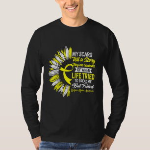 Camiseta Spina Bifida Consciência Mês Minhas cicatrizes Diz
