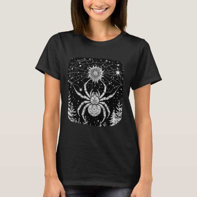 Camiseta Spinne Magische Spinne bei Nacht Sternenhimmel (Frente)