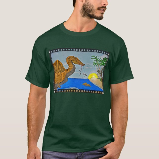 Camiseta Spinosaurus Ocean Forest Green Men's Shirt Dino (Frente)