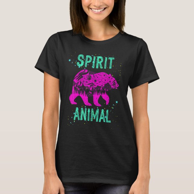 Camiseta Spirit Animal Bear Lover Comfort Cute Pink Animals (Frente)