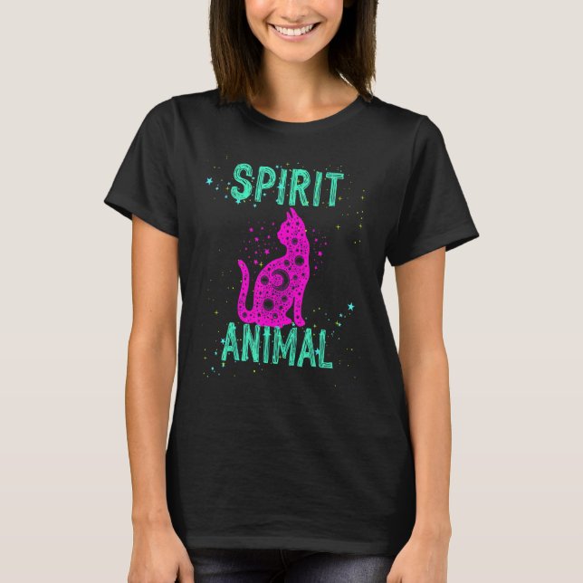 Camiseta Spirit Animal Cat Celestial Comfort Cute Pink Anim (Frente)