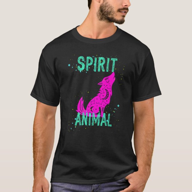 Camiseta Spirit Animal Celestial Wolf Animals Comfort Cute  (Frente)