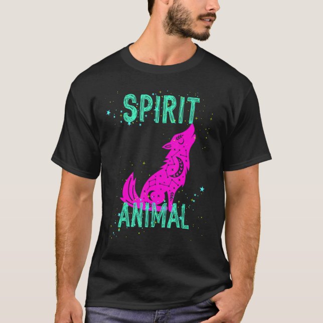 Camiseta Spirit Animal Celestial Wolf Animals Comfort Cute  (Frente)