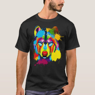 Camiseta Splash Art American Wolf Face