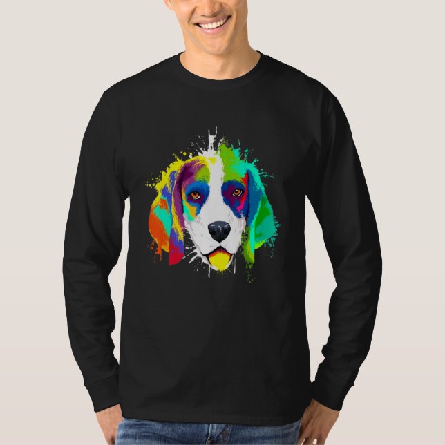 Camiseta Splash Art Colorle Beagle Dog (Frente)