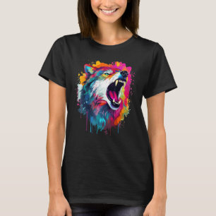 Camiseta Splash Art Willife Amante de os animais Lobo Color