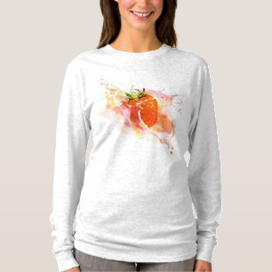 Camiseta Splash de Morango! Aquarela