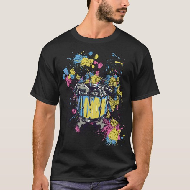 Camiseta Splash Drummer - Farbexplosion auf der Snare (Frente)