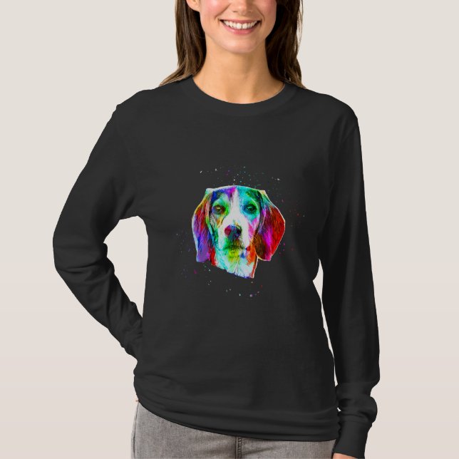 Camiseta Splash Geométrico de Cor do Cachorro Pop Moderno (Frente)