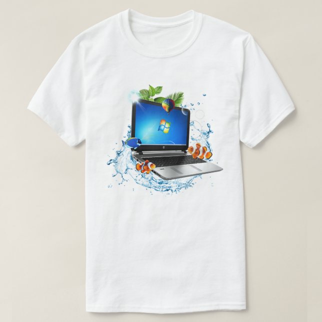Camiseta Splash Laptop Frutiger Aero (Frente do Design)