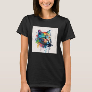 Camiseta Splash Maine Kun Cat Paint Splatter Coloridas Mulh
