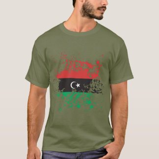 Camiseta Splatter da tinta da bandeira de Líbia