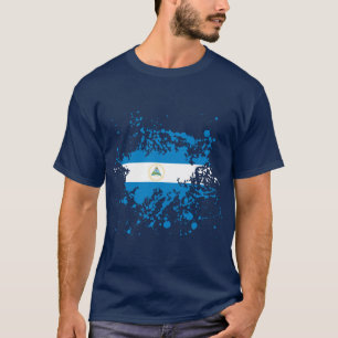 Camiseta Splatter da tinta da bandeira de Nicarágua