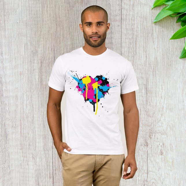 Camiseta Splatter de Forma Cardíaca Mens T-Shirt (Criador carregado)