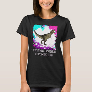 Camiseta Splatter Multi-Colorido T-Rex das mulheres com