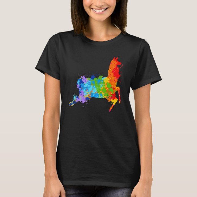 Camiseta Splattering Paint Llama Drip Painting Llama (Frente)