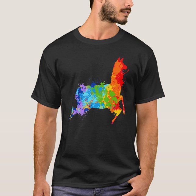 Camiseta Splattering Paint Llama Drip Painting Llama (Frente)