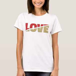 Camiseta Spling Love Letters Red Dourado Silver Glitter