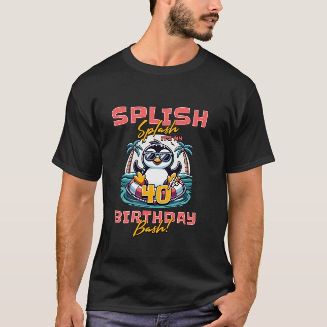 Camiseta Splish Splash aniversário de 40 anos Bash Penguin  (Frente)
