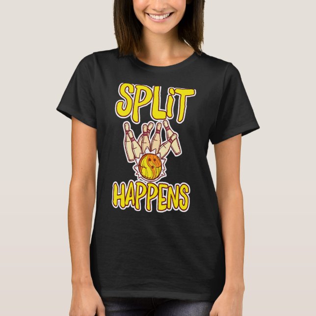 Camiseta Split Ocorre Boliche Boliche Pins Boliche Kugel (Frente)