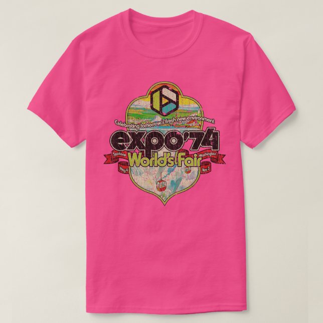 Camiseta Spokane Expo 74 Mundos Fair Crest 1974 (Frente do Design)