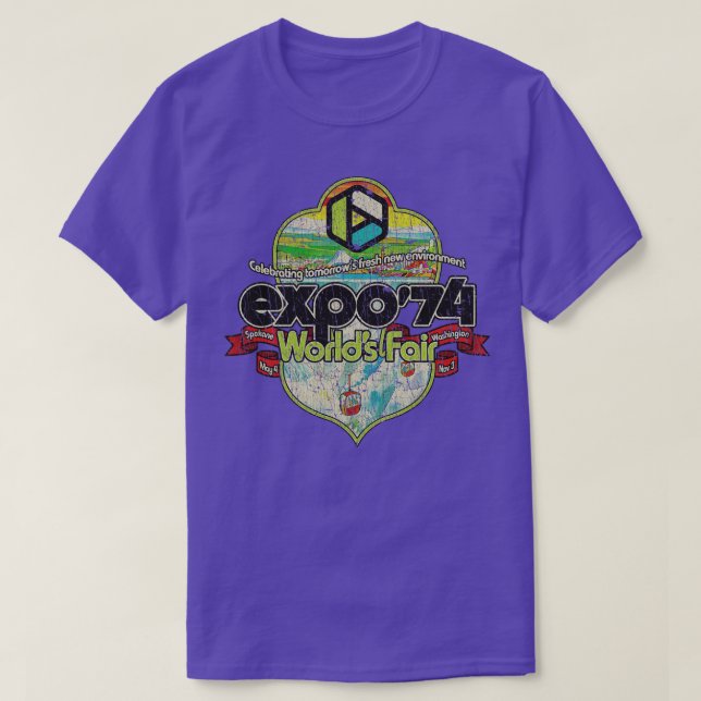 Camiseta Spokane Expo 74 Mundos Fair Crest 1974 (Frente do Design)